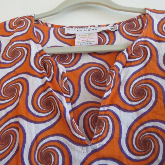 GRETCHEN SCOTT DESIGNS Abstract Geometric Retro Cotton Long Tunic Top - Size M - Picture 7 of 15